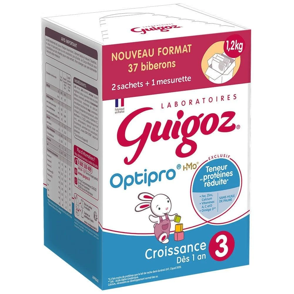 Optipro 3 2 Sachets De 600g + 1 Mesurette Croissance Dès 1an Guigoz 4 Optipro 3 2 Sachets De 600g + 1 Mesurette Croissance Dès 1an Guigoz – Image 2