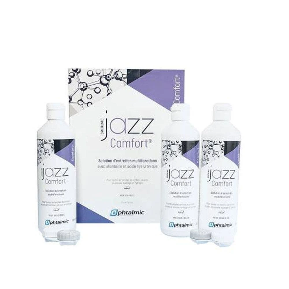 Jazz Comfort Solution D'entretien Multifonctions Pour Lentilles De Contact Souples 3x360ml Yeux Sensibles Ophtalmic 3 Jazz Comfort Solution D'entretien Multifonctions Pour Lentilles De Contact Souples 3x360ml Yeux Sensibles Ophtalmic