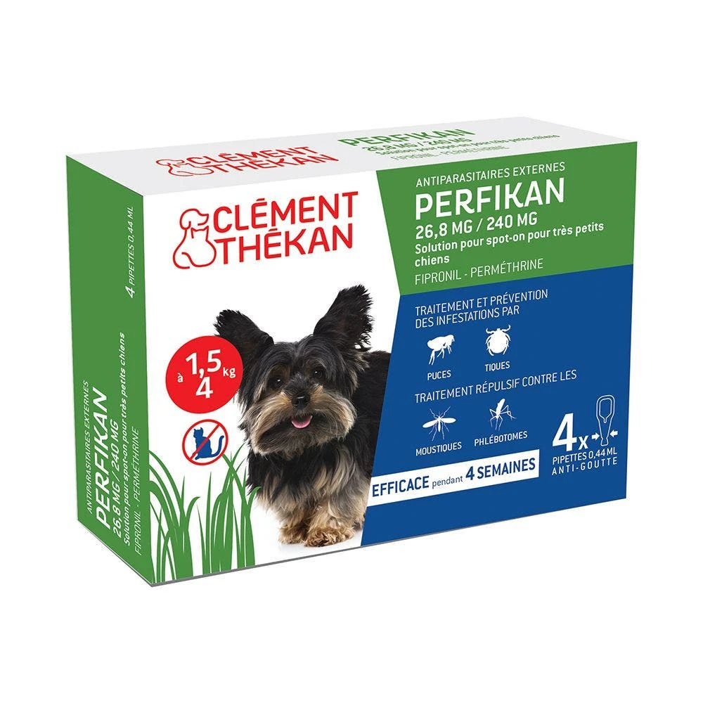 Anti-Puces Anti-Tiques 4 Pipettes Chien 1,5-4kg Clement-Thekan 3 Anti-Puces Anti-Tiques 4 Pipettes Chien 1,5-4kg Clement-Thekan