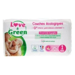 Couches Hypoallergeniques Taille 1 X44 2 à 5kg Love&Green