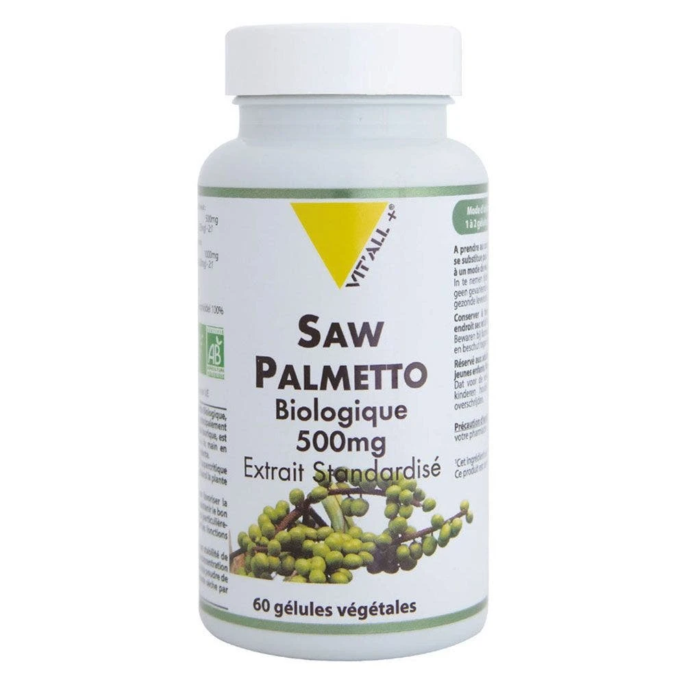 Saw Palmetto Bio 500mg 60 Gélules Végétales Vit'All+ 3 Saw Palmetto Bio 500mg 60 Gélules Végétales Vit'All+