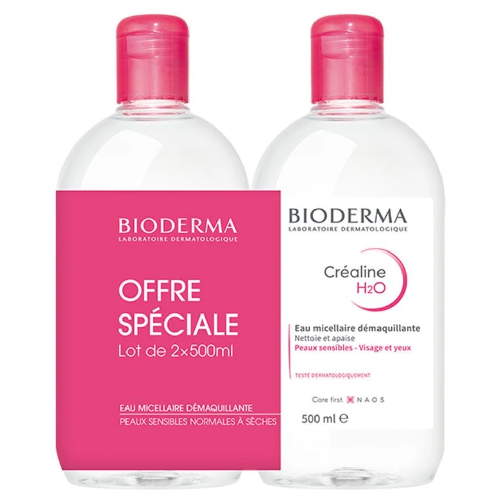 Eau Micellaire 2x500ml Crealine H2O Sans Parfum Bioderma 3 Eau Micellaire 2x500ml Crealine H2O Sans Parfum Bioderma