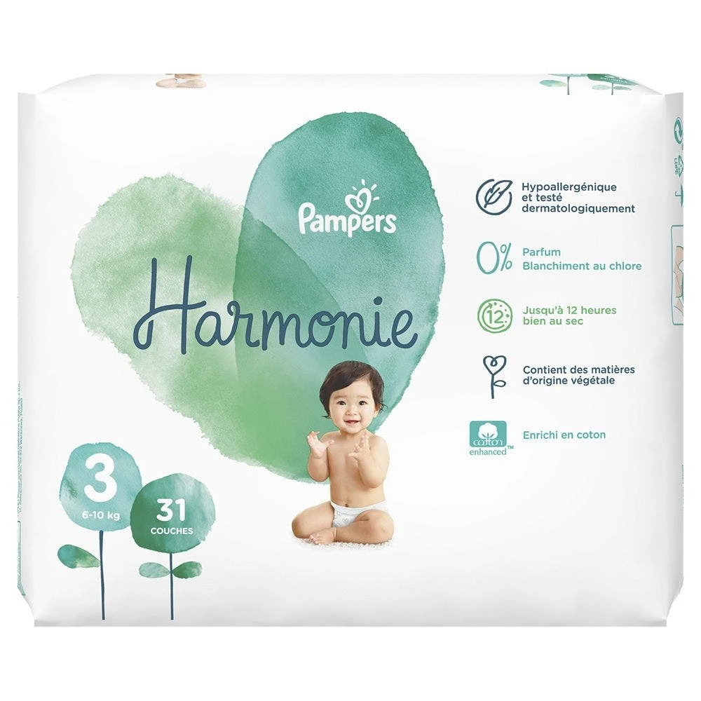 Pampers® Couches X31 Harmonie Taille 3 6 à 10 Kg Pampers 3 Pampers® Couches X31 Harmonie Taille 3 6 à 10 Kg Pampers