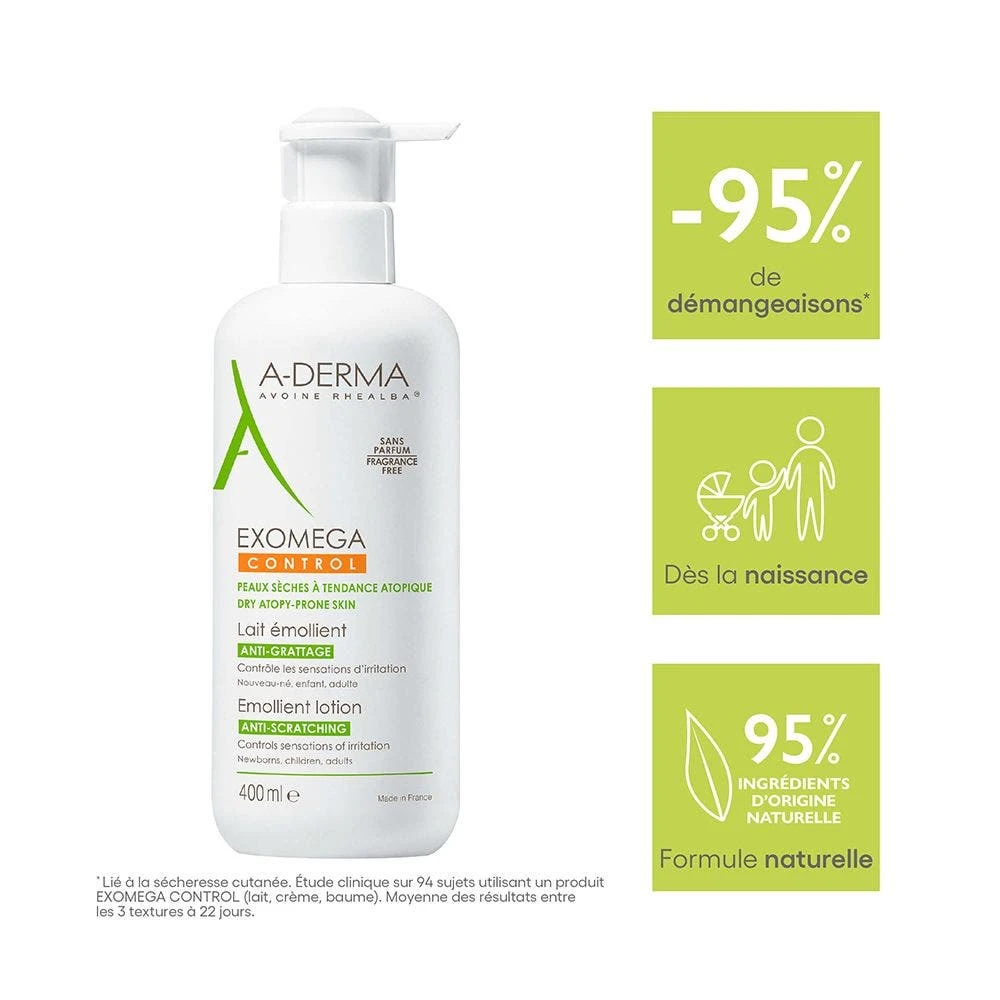 A Derma Lait Emollient 400ml Exomega Control A-Derma 5 A Derma Lait Emollient 400ml Exomega Control A-Derma – Image 3